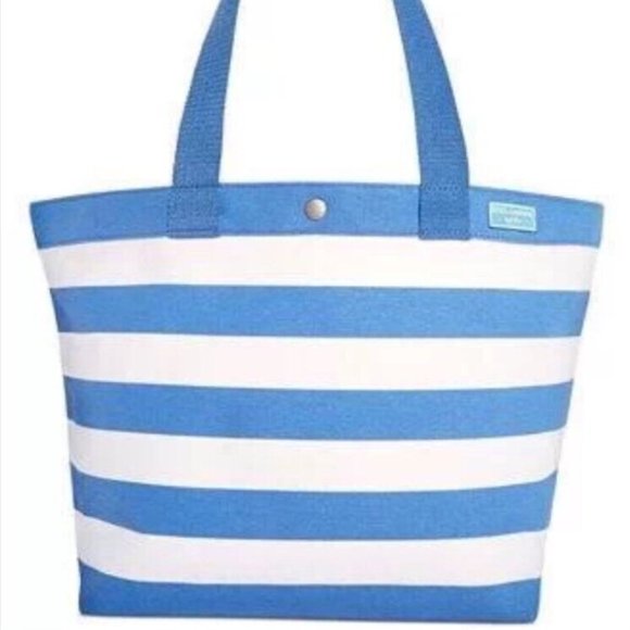 Dolce & Gabbana Handbags - *SOLD*  D & G Parfum Light Blue Striped Canvas Beach Tote